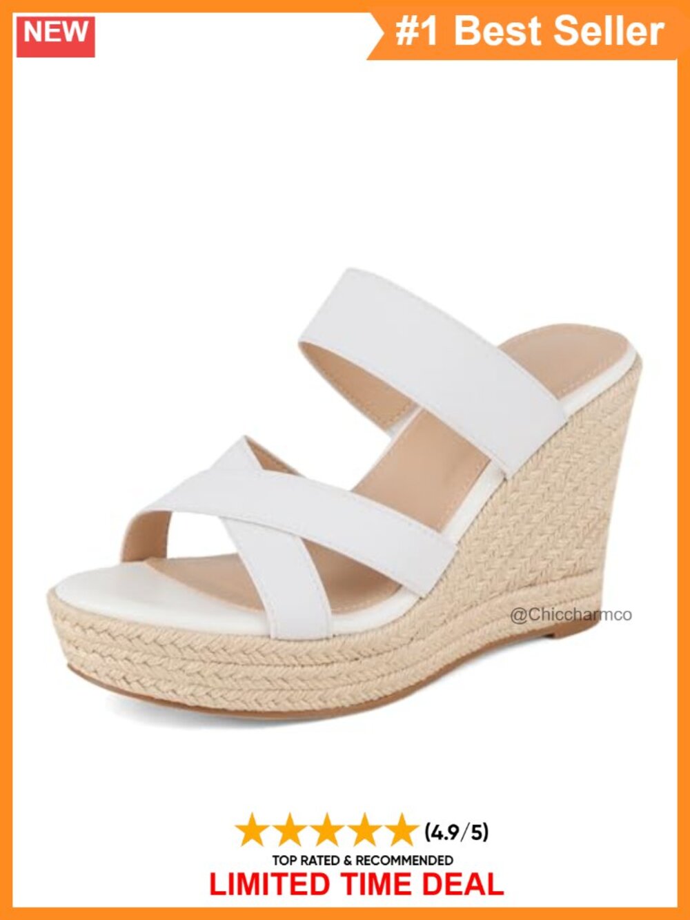 VIMISAOI Braided Espadrille Wedge Platform Sandals Women Slide Open Toe